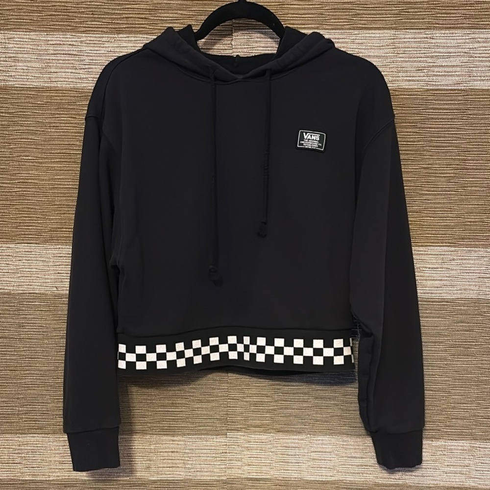 Vans Black Checkered Cropped Hoodie